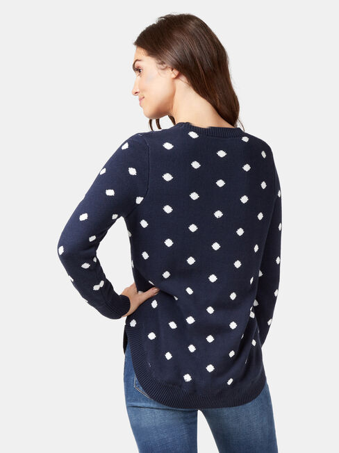 Alexa Irregular Spot Knit, White, hi-res