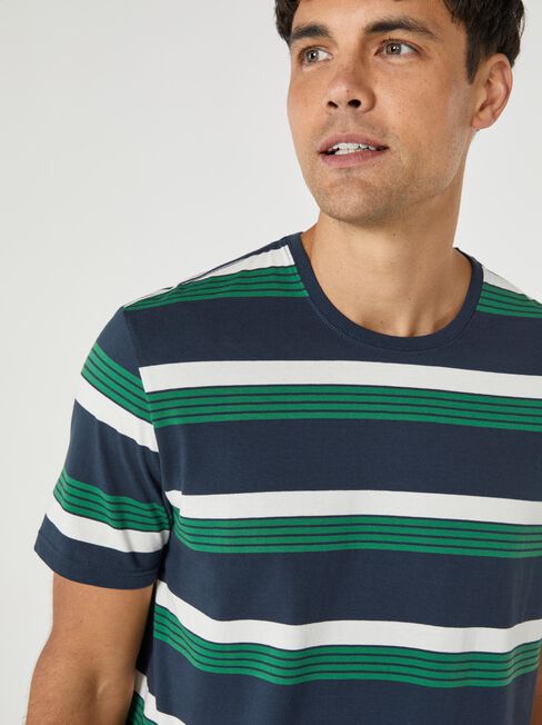 SS Hunter Stripe Crew Tee, Blue, hi-res