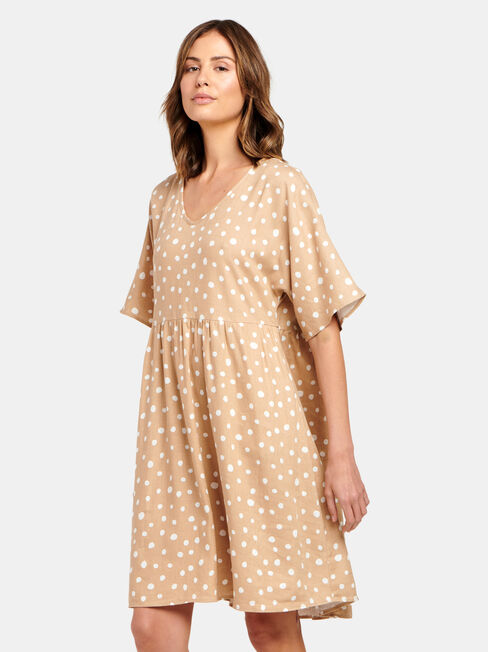 Bec Linen Blend Dress, Print, hi-res
