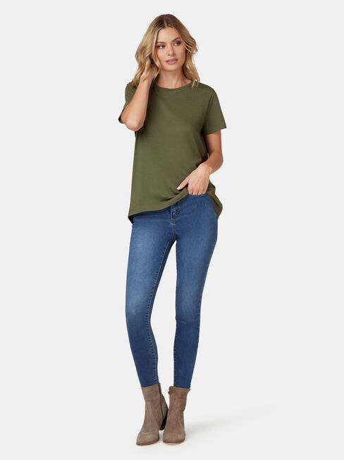 Curve Hem Crew Tee, Green, hi-res