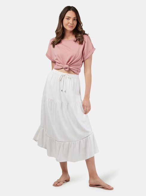 Ellen Tiered Skirt, White, hi-res