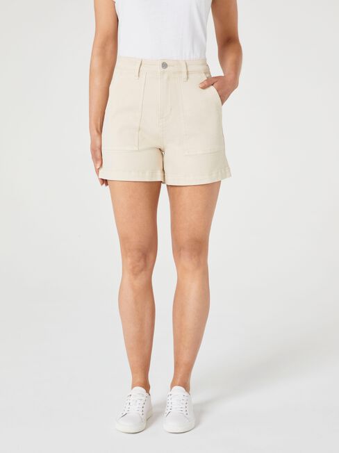 Olivia Utility Denim Short, White, hi-res