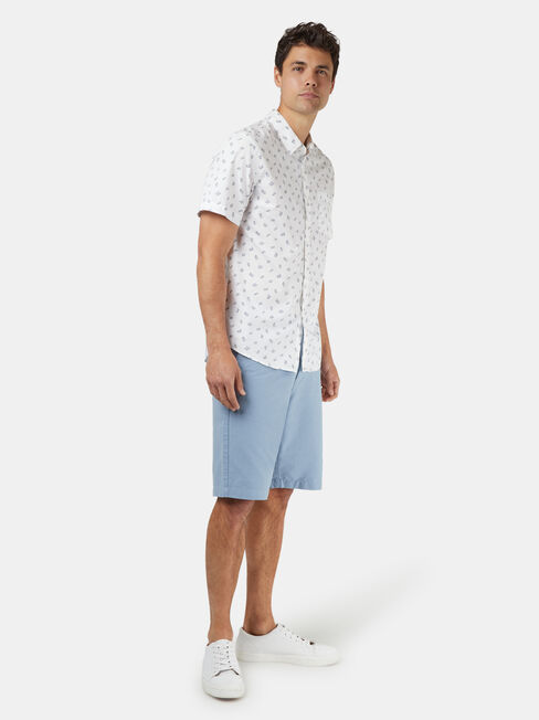 Adam Short Sleeve Print Shirt, White, hi-res