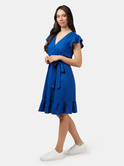 Arianna Wrap Front Dress, Blue, hi-res