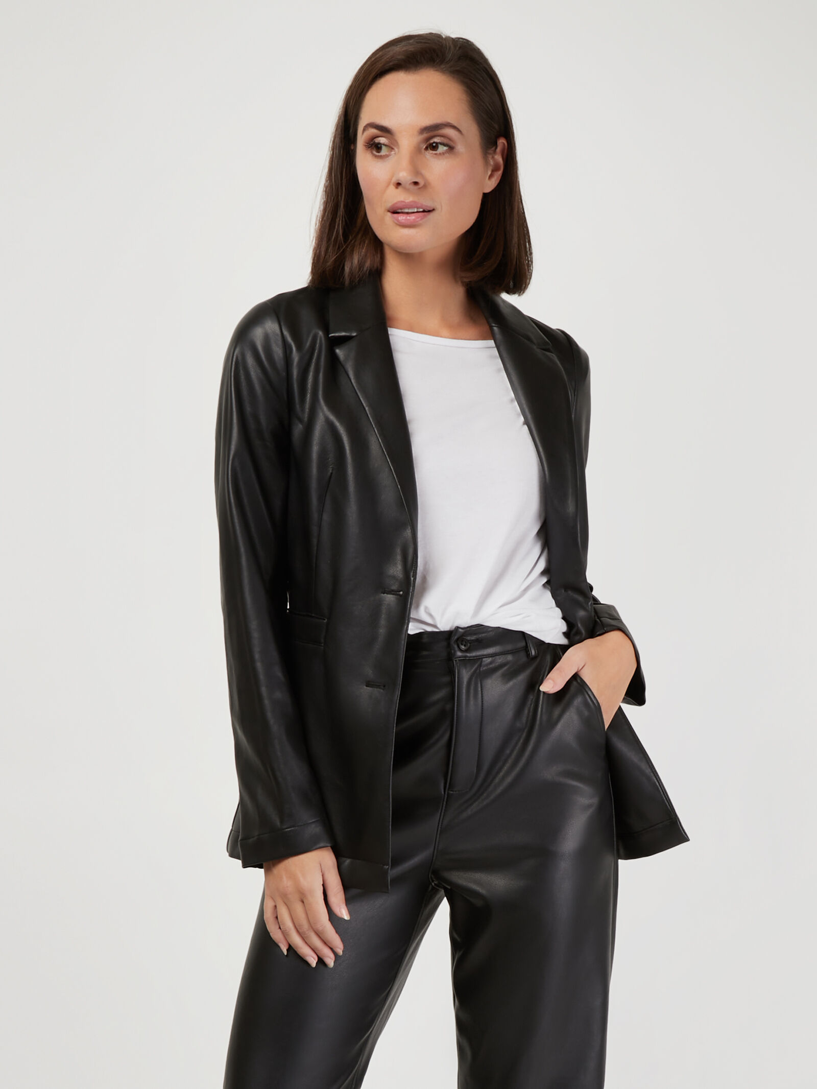 Pu leather blazer hotsell