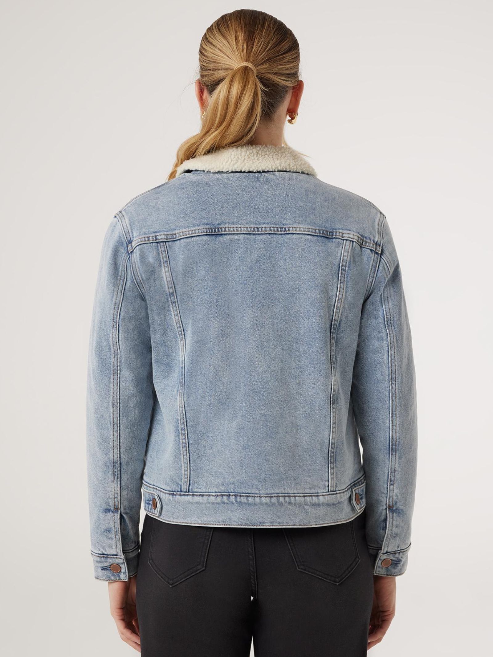 Lengthened sherpa trucker jacket best sale