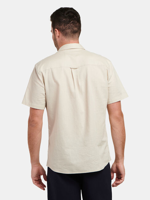 Ethan Short Sleeve Textured Shirt, Brown, hi-res