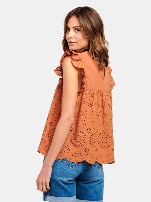 Bonnie Broderie Top, Red, hi-res