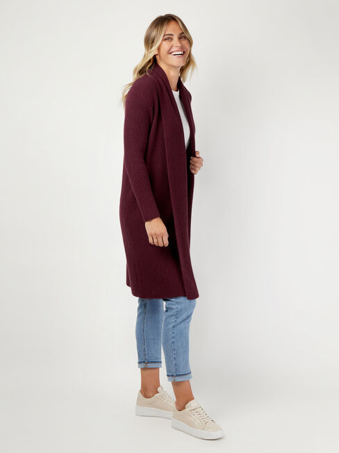 Hannah Ribbed Coatigan, Purple, hi-res