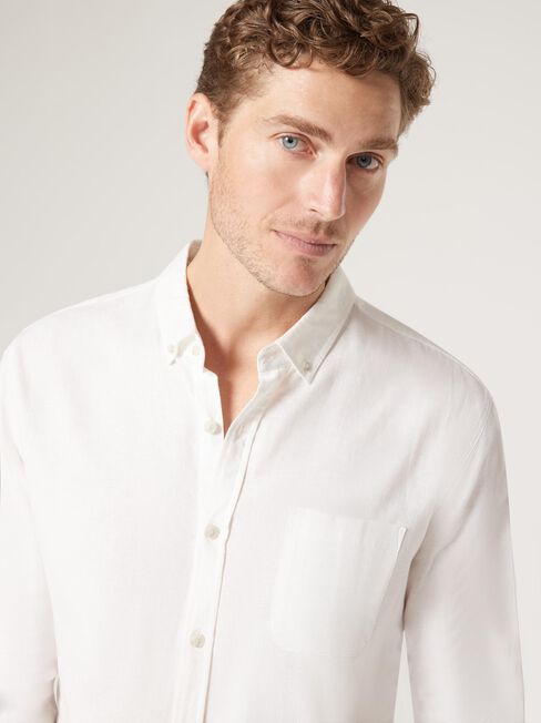 Brody Textured Long Sleeve Shirt, White, hi-res