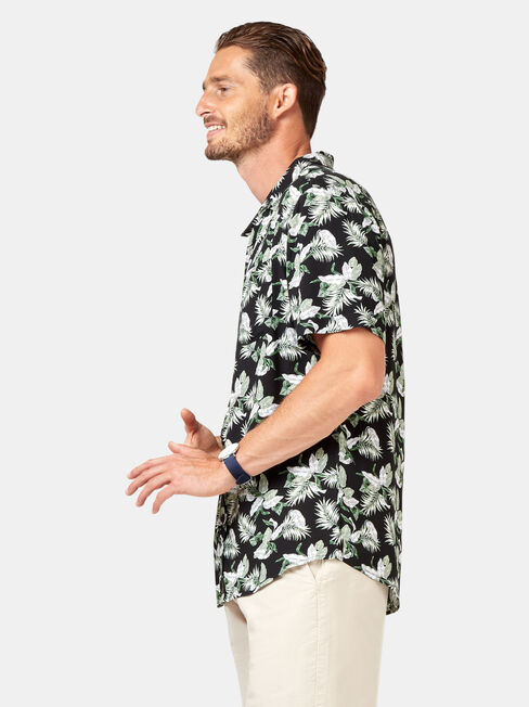 Fox Short Sleeve Print Shirt, Black, hi-res