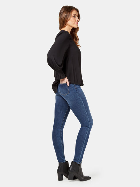 Elliot High Low Blouse, Black, hi-res