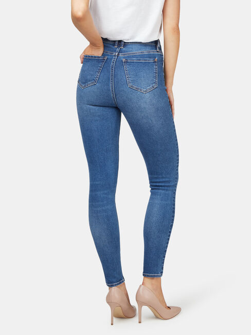 Ellie High Waisted Skinny 7/8 Jeans Bright Indigo, Mid Indigo, hi-res