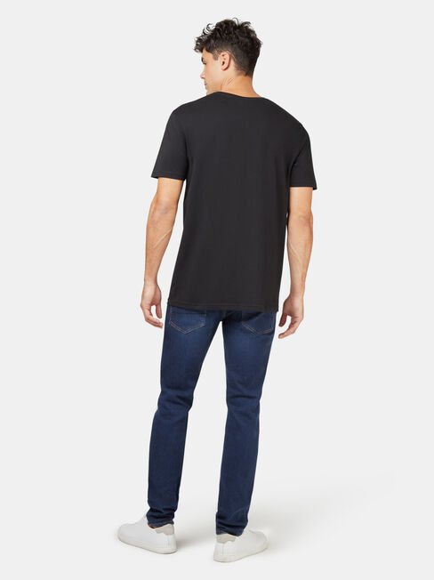 Basic Short Sleeve V-Neck Tee, Black, hi-res