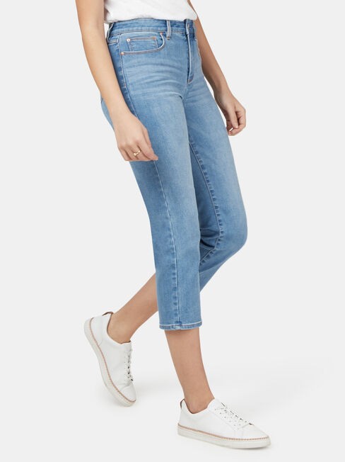 Sara Slim Straight Capri Light Indigo, Light Indigo, hi-res