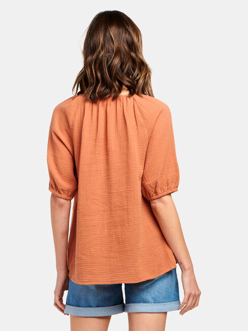 Cheska Cheesecloth Peasant Top, White, hi-res