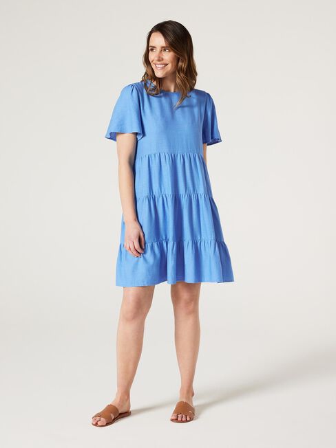 Bobby Tiered Dress, Sapphire, hi-res