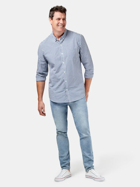 Calvin Long Sleeve Gingham Shirt, Blue, hi-res