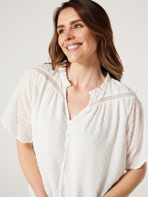 Jaida Dobby Blouse, Oatmeal, hi-res