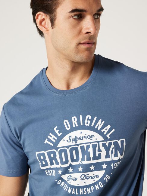 SS Brooklyn Print Crew Tee, Sapphire, hi-res