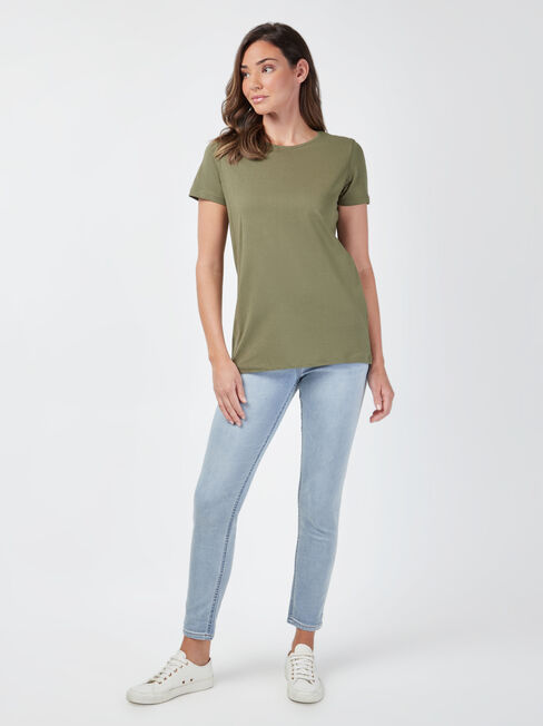 Curve Hem Crew Tee, Thyme, hi-res