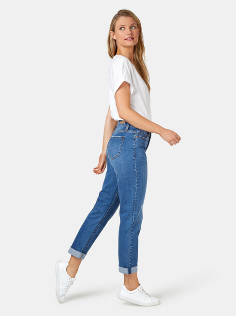 Boyfriend Jeans, Mid Indigo, hi-res