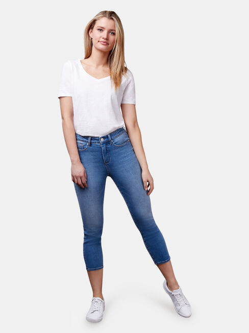 Kara Mid Waist Skinny Capri Jeans Light Vintage | Jeanswest