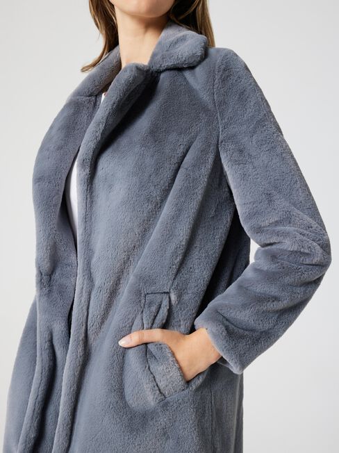 Olivia Faux Fur Coat, Grey, hi-res