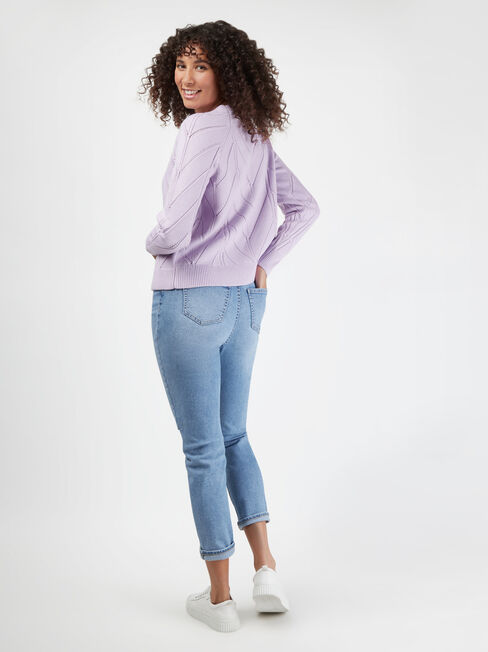 Emma Pointelle Knit, Purple, hi-res