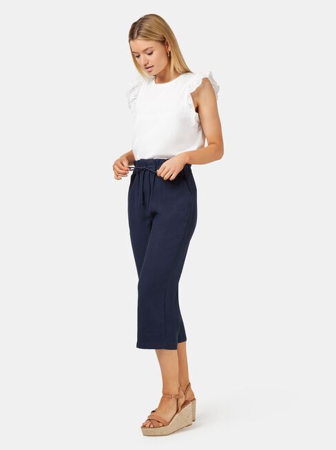 Lyla 3/4 Paperbag Pant, Blue, hi-res