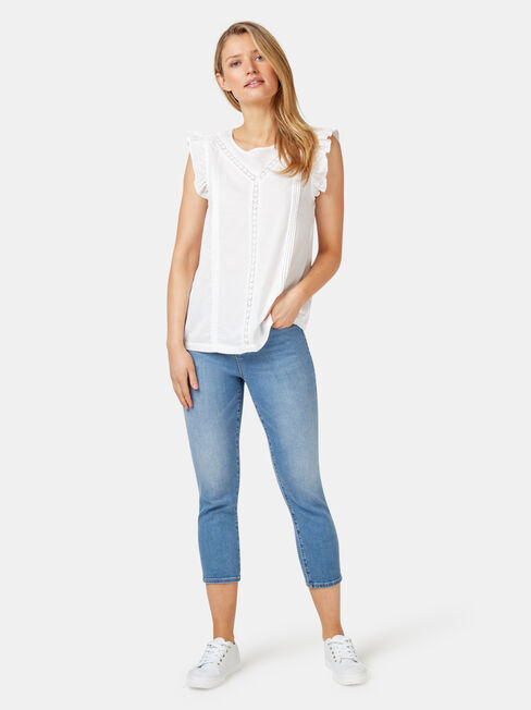 Ruby Lace Insert Tank, White, hi-res