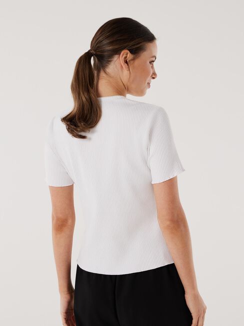Lucy Lettuce Hem Rib Tee, White, hi-res