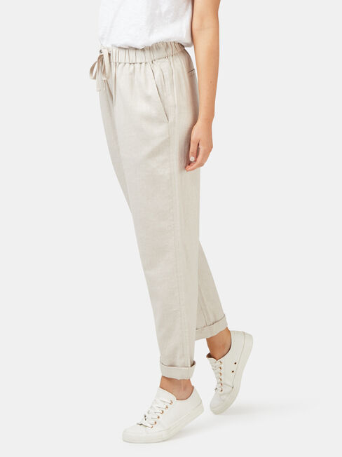 Linen Blend Pant, White, hi-res