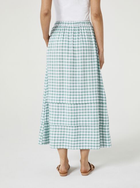 Pixie Midi Tiered Skirt, Green, hi-res