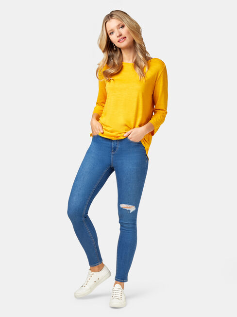 Essential Boatneck Tee, Yellow, hi-res