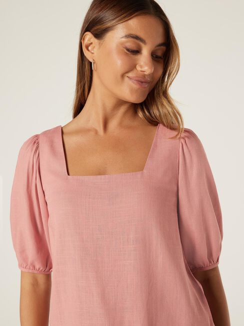 Aria Square Neck Top, Dusty Pink, hi-res