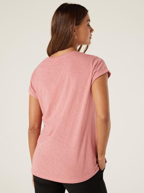 Essential Slub Pocket Tee, Dusty Pink, hi-res