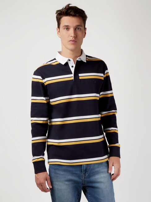 LS Carson Stripe Rugby Polo | Jeanswest