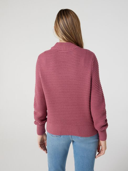 Carrie Cotton Crop Knit, Mauve, hi-res