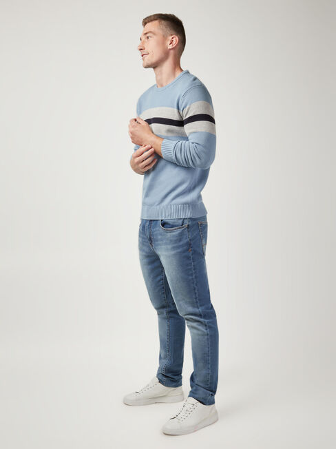 Marshall Block Stripe Crew Knit, Blue, hi-res