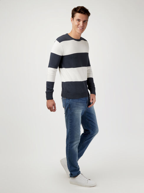 Louis Stripe Crew Knit, Blue, hi-res