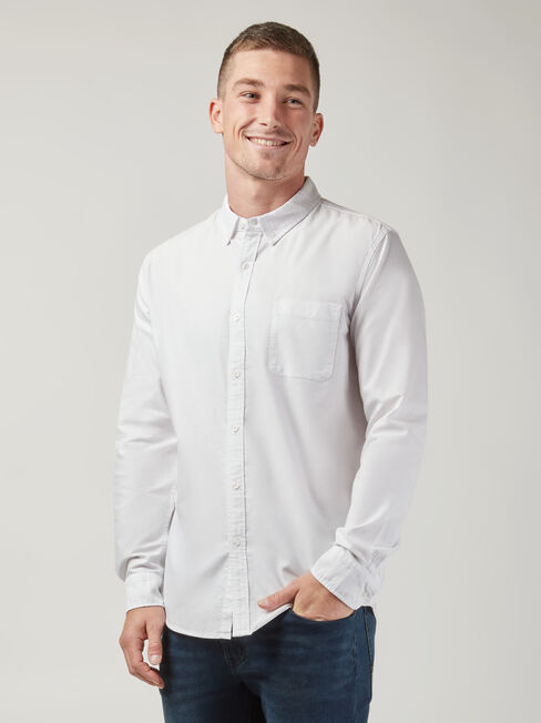 LS Heston Oxford Shirt, White, hi-res
