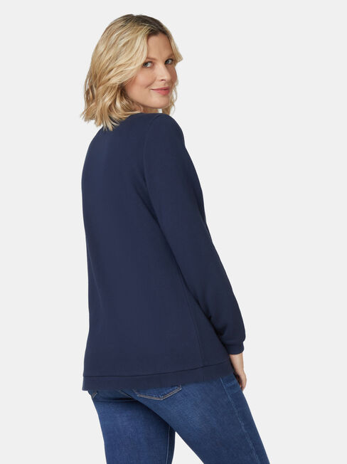 Violet Cross Over Maternity Sweat, Blue, hi-res