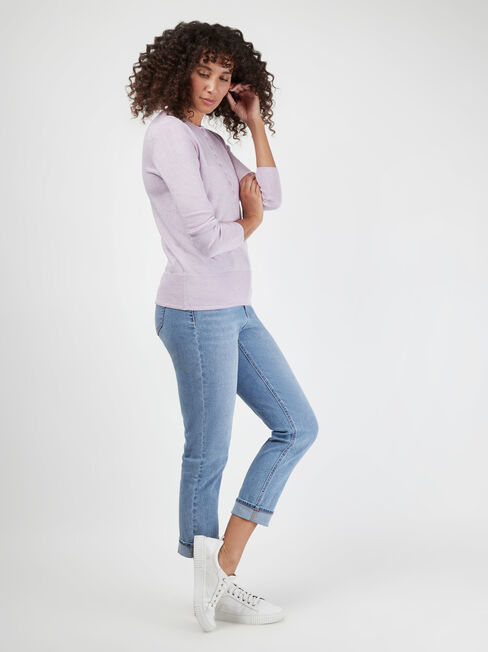 Jenny Fine Knit Henley, Pink, hi-res