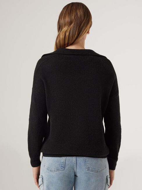 Chelsea Collared Knit, Black, hi-res
