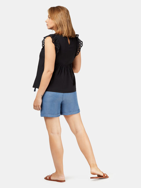 Gigi Chambray Maternity Short, Blue, hi-res