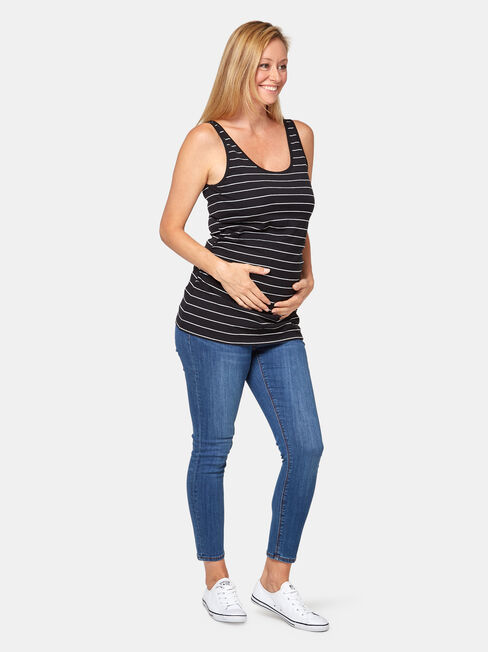 Lola Maternity Cotton Basic Tank, Stripe, hi-res