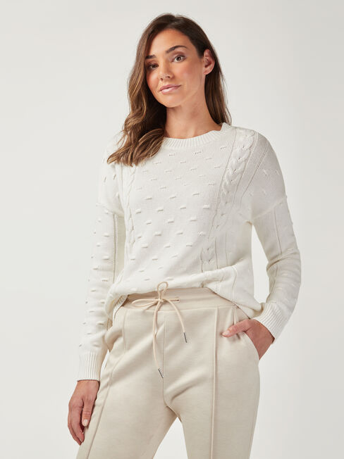 Abby Bobble Knit, White, hi-res