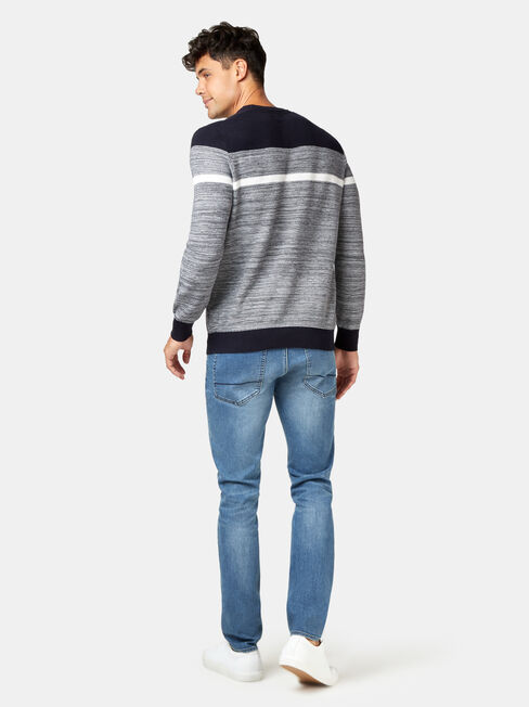 Grant Block Stripe Crew Knit, Blue, hi-res