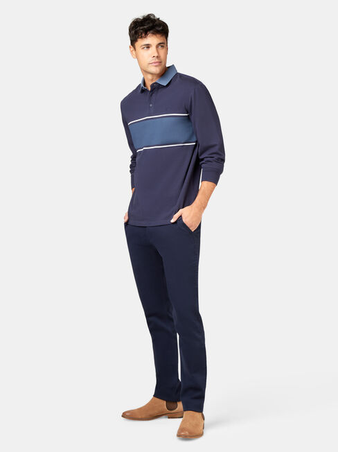 Casper Long Sleeve Rugby Polo, Blue, hi-res